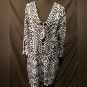 BCBGMaxAzria light blue and Dark Blue Geometric Dress